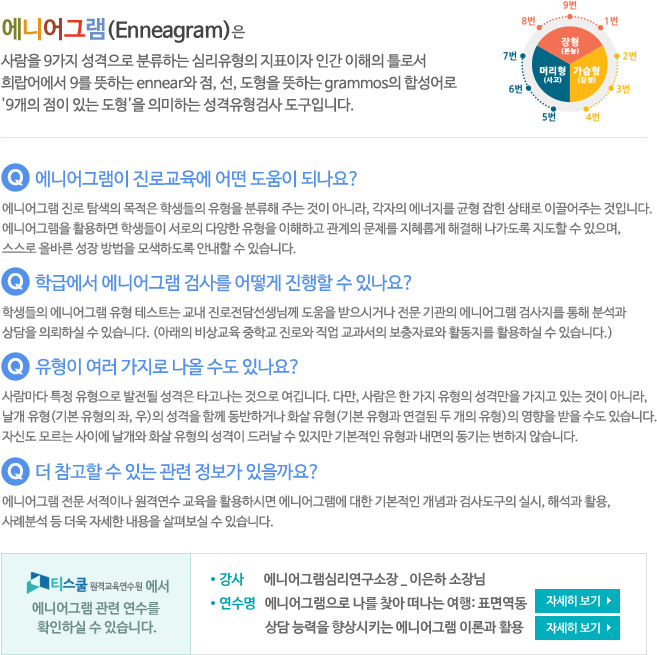 에니어그램 진로 지도 FAQ